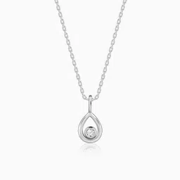 giva Silver Classy Pendant With Link Chain for Womens Rhodium Zircon Silver Pendant image 3