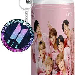 trendoprint BTS Keychain And Printed Sipper For School,Gym,Office & Gift For Loved Ones-SK22 600 ml Water Bottles-picture-22