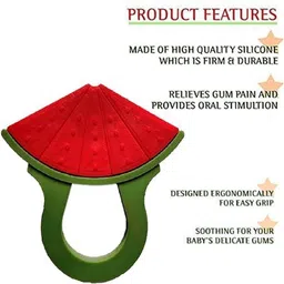 vinmot Silicone Watermelon Shape Red Teether & Fruit and Food Nibbler for Babies Teether and Feeder image 5