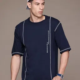 roadster Men Printed Round Neck Cotton Blend Blue T-Shirt-picture-14