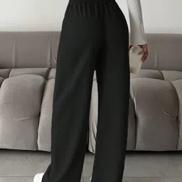dockstreet Women Loose Fit Black Cotton Blend Trousers-picture-14