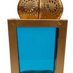 antique collection Blue, Gold Iron Hanging Lantern image 2