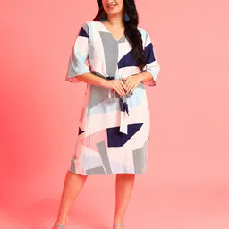 instafab plus Women A-line Multicolor Below Knee Dress image 3