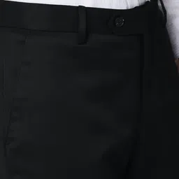 peter england Men Slim Fit Black Viscose Rayon Trousers image 5