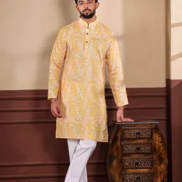 koshin Men Pure Linen Kurta Pyjama Set-picture-17