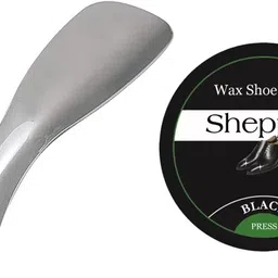 Sheppits Premium Wax Leather Shoe Polish (Black) & Steel Shoe Horn Shoe Care Kit-picture-19