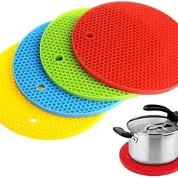 rd traders Silicone Trivet Mats-4 Round Hot Pot Holder Mat Heat Resistant Disc Pads Trivet-picture-23