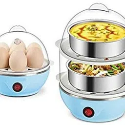 cloudtail choice Double Layer Egg Boiler Off 14 Egg Poacher for Steaming, Cooking, Boiling and Frying, blue CLD_CS-106 Egg Cooker image 3