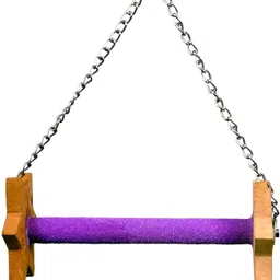 taiyo pluss discovery Bird Toys, Size: (25.5X40 cm) (LXH), Natural Wooden & Colorful Sand Perch, Swing Toys, Suitable Cockatoo, Macaw, Grey Parrot & Other Large Birds (Violet) Wooden Chew Toy, Training Aid For Bird-picture-25