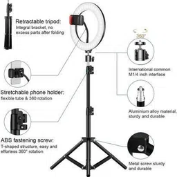 BESTFLY 7 Feet Light-Weight Tripod Stand and 10 Inch LED Ring Light with 3 Color Modes Tripod, Tripod Clamp image 3