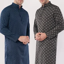 sypher boutique Pack of 2 Men Self Design Cotton Blend Straight Kurta-picture-15