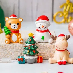 ecraftindia Multicolor Resin Christmas Showpieces (Set of 4) image 1