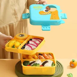 gjenterprise Super Dino Box for Kids, Insulated Lunch Box with Salad Cup & Spoon 3 Containers Lunch Box image 3