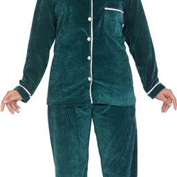 nacno Women Shirt & Pyjama set Green Solid-picture-13