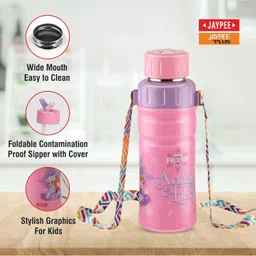 jaypee STEEL SAFE Frozen Anna & Elsa Insulated Kids Water bottle with Strap Multi Use 600 ml Water Bottle image 5