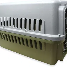 plushmate Heavy Duty Plastic Handle Portable Pet Travel Carrier Cage & Kennel House Grey, Green Basket Pet Carrier-picture-21