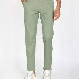 peter england Men Skinny Fit Light Green Cotton Blend Trousers-picture-35