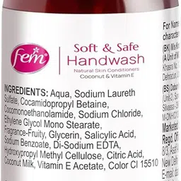 fem Fruity Squash Soft & Safe Handwash | Goodness of Coconut Milk & Vitamin E Hand Sanitizer image 2