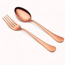camden PVD Coating Rose Gold 6 Dinner Spoons, 6 Forks (Length -16cm) Stainless Steel Cutlery Set-picture-16
