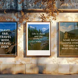 hiba craft house Travel Theme Wall Poster Set of 3 – A4 Size | Inspirational Wanderlust Posters for Room Décor | Unframed Art Prints Fine Art Print image 1