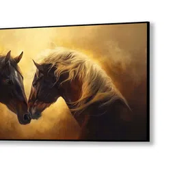 nestroots Black Canvas Framed Majestic Equine Encounter in Art Wall Painting(18X36 Inch) image 4