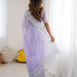 satrani Embroidered, Embellished Bollywood Jimmy choo, Net Saree image 2
