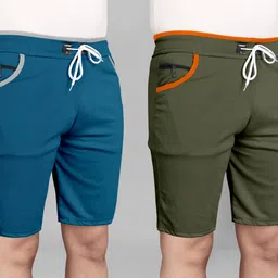 wereko Pack of 2 Solid Men Reversible Light Blue, Green Sports Shorts-picture-21