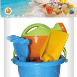 quasar Beach Toys Set for Kids 6 Piece Set for Kids with Bucket, 2 Sand Modul, 2 Tools & 1 Gardening Water Can / Sand Garden Made in India Pretend Role Play Set Children Learn Play Fun Toddler Kids Set Gift for Boys Girls image 4