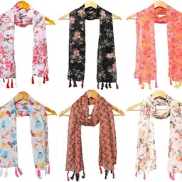 stolevilla Printed Chiffon Women Multicolor Scarf, Stole, Fancy Scarf-picture-30
