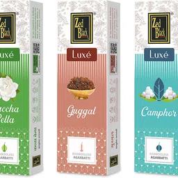 Luxe Bambooless Incense Stick Kachha Bella, Camphor, Guggal (Pack of 3) Fragrance - Kachha Bella, Camphor, Guggal-image-18