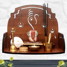 Teak Finish Wooden Home Temple By Heartily image 1