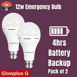 glowplus g Pack of 2 – Smart 12W Bulbs with Emergency Lighting 3 hrs Bulb Emergency Light image 1