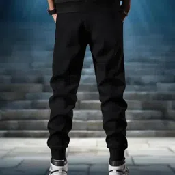 rusksun Pack of 2 Men Self Design Black, Dark Blue Track Pants image 2