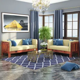 Prashiv 3+2 Seater Wooden Sofa (Creame Colour, Teak Finish)-image-50