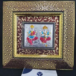 altrona Silver Ganesh Lakshmi Idol Frame for Pooja,Temple,Home,office Gifting (28x20 cm) Decorative Showpiece - 20 cm image 2