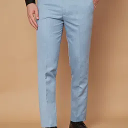 cyphus Men Slim Fit Blue Viscose Rayon Trousers-picture-26
