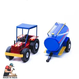 bhatiya Metal tractor with designable and colorful Tanker (Blue & green), Unbreakable Large and Long lasting Toy cum Show piece (green & Blue, Pack of: 1) Rattle image 5