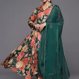 varanga Floral Print Cotton Blend Stitched Anarkali Gown-picture-25