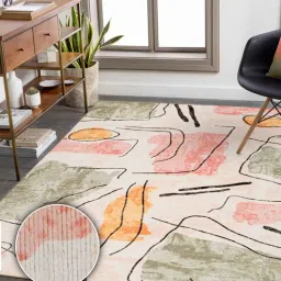 kaleen india Olive Green Abstract Polyester 6' X 9' Machine Made Carpet-picture-12