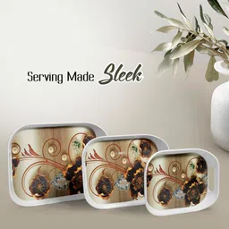 vajila Melamine Tray Set| Durable Scratch Resistant Food Safe Serving Trays for Home Tray Serving Set image 4