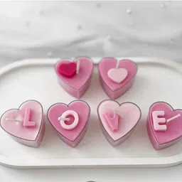 homelore Heart love shaped prime rose scented tea light Candle (Red, Pack of 6) Candle-picture-32