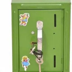 rising baby Coin Box/Piggy Bank/Iron Gullak/Money Saving ATM for Kids Home Decor Showpiece Coin Bank 2 Compartments with 2 Keys (Green ) Coin Bank image 2