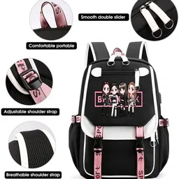 serplex 43.1 L Laptop Backpack Blackpink School Backpack for Girls USB Charging Headset Port Kpop Laptop Bag image 4