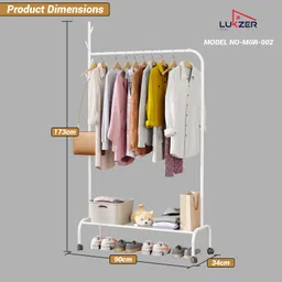 lukzer Steel Floor Cloth Dryer Stand MGR-005 Cloth Stand with 1 Bottom Shelves image 2