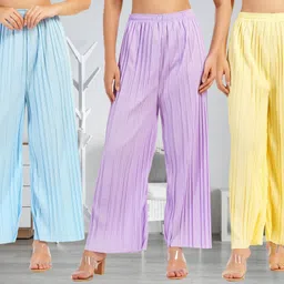 irha Pack of 3 Women Regular Fit Multicolor Viscose Rayon Trousers image 1