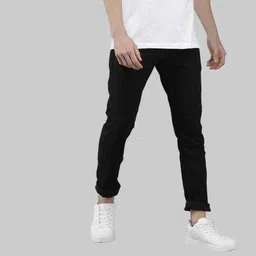 cat look Men Regular Mid Rise Black Jeans image 4