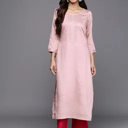 libas Women Woven Design Viscose Rayon Straight Kurta image 1