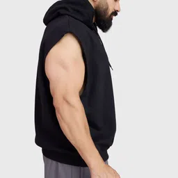 fuaark Men Sleeveless Solid Reversible Hooded Sweatshirt image 2