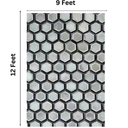 dazzhome Grey & Black Hair On Leather Geometrical Hand Woven 9ftx12ft Carpet image 3