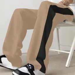 Men Striped Beige, Black Track Pants-image-24